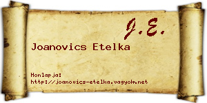 Joanovics Etelka névjegykártya